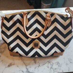 Dooney & Bourke Black and White Chevron Shoulder Bag